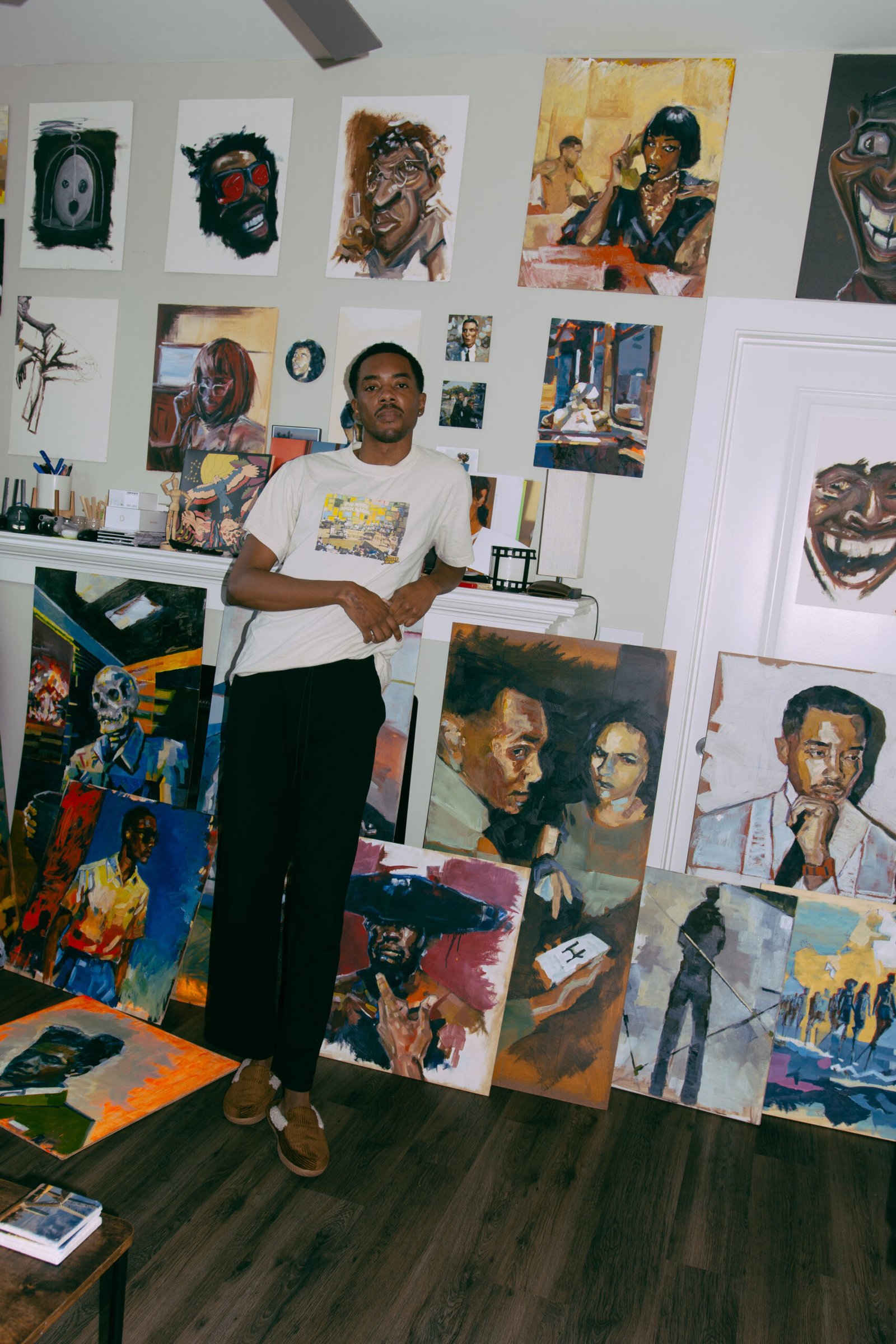 Fig. 2. Jay photographed with a selection of works.