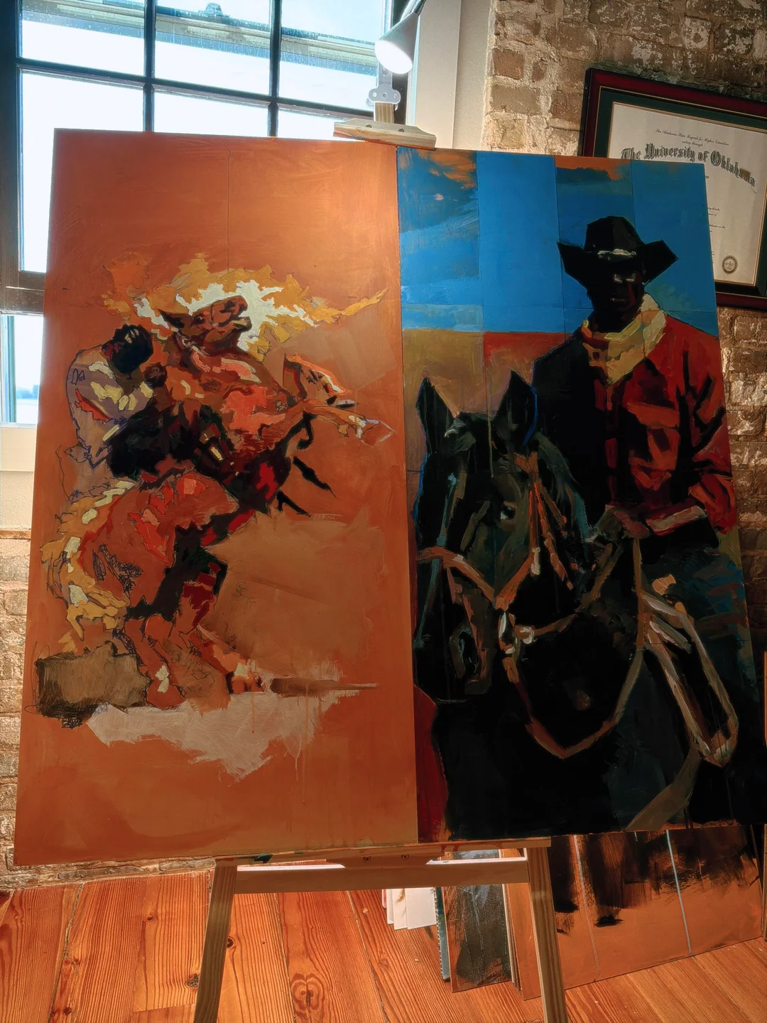 Horses and Cowboys diptych